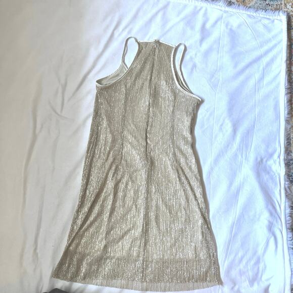 Hope & Harlow Gold Disco Sparkling Shift Mini Dress - Picture 3 of 8